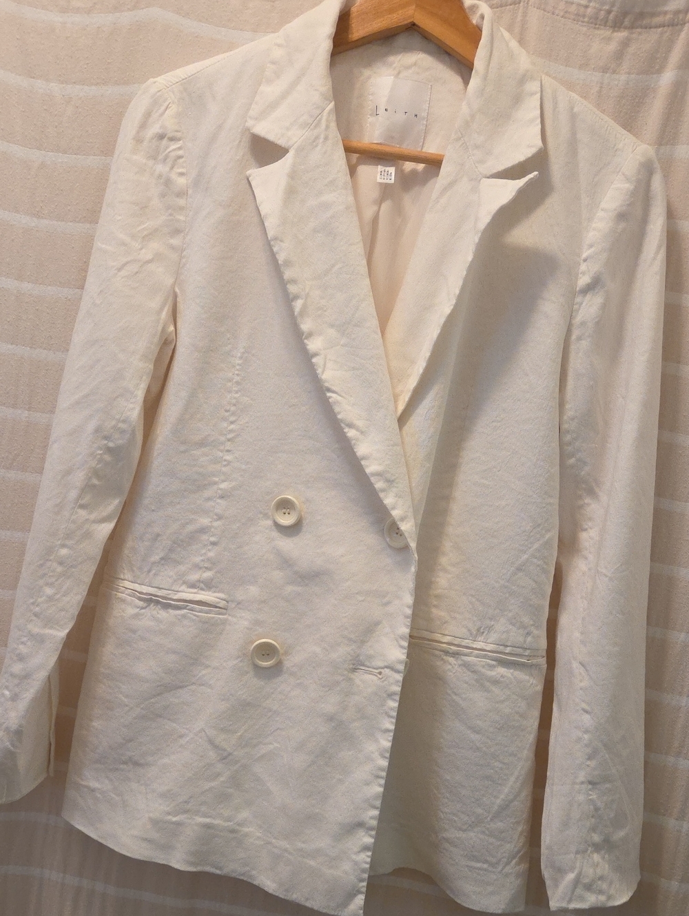 Leith Double-Breasted Cream Blazer